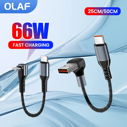 Short 50cm Type C to USB C Cable 66W Fast Charging For iPhone 15 Xiaomi Samsung Huawei Power Bank 25cm USB To Type C Data Cable